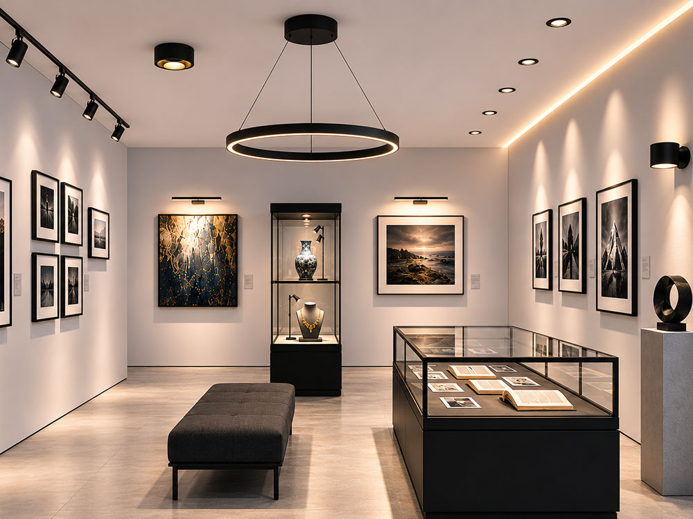 Planung professioneller Galeriebeleuchtung