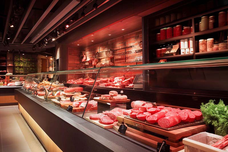 Metzgereibeleuchtung f�r Fleisch Wurst und Frischfleisch