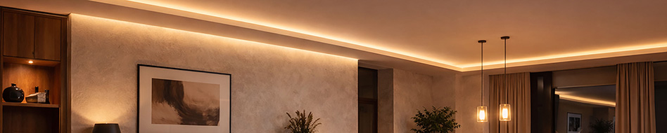 Wohnraum mit indirekter Beleuchtung � Lichtkonzepte f�r eine angenehme Atmosph�re