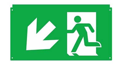 Rettungszeichenleuchte Piktogramm Pfeil links-unten